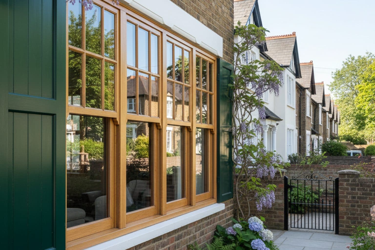 Streak-free sash windows on a period home after cleaning